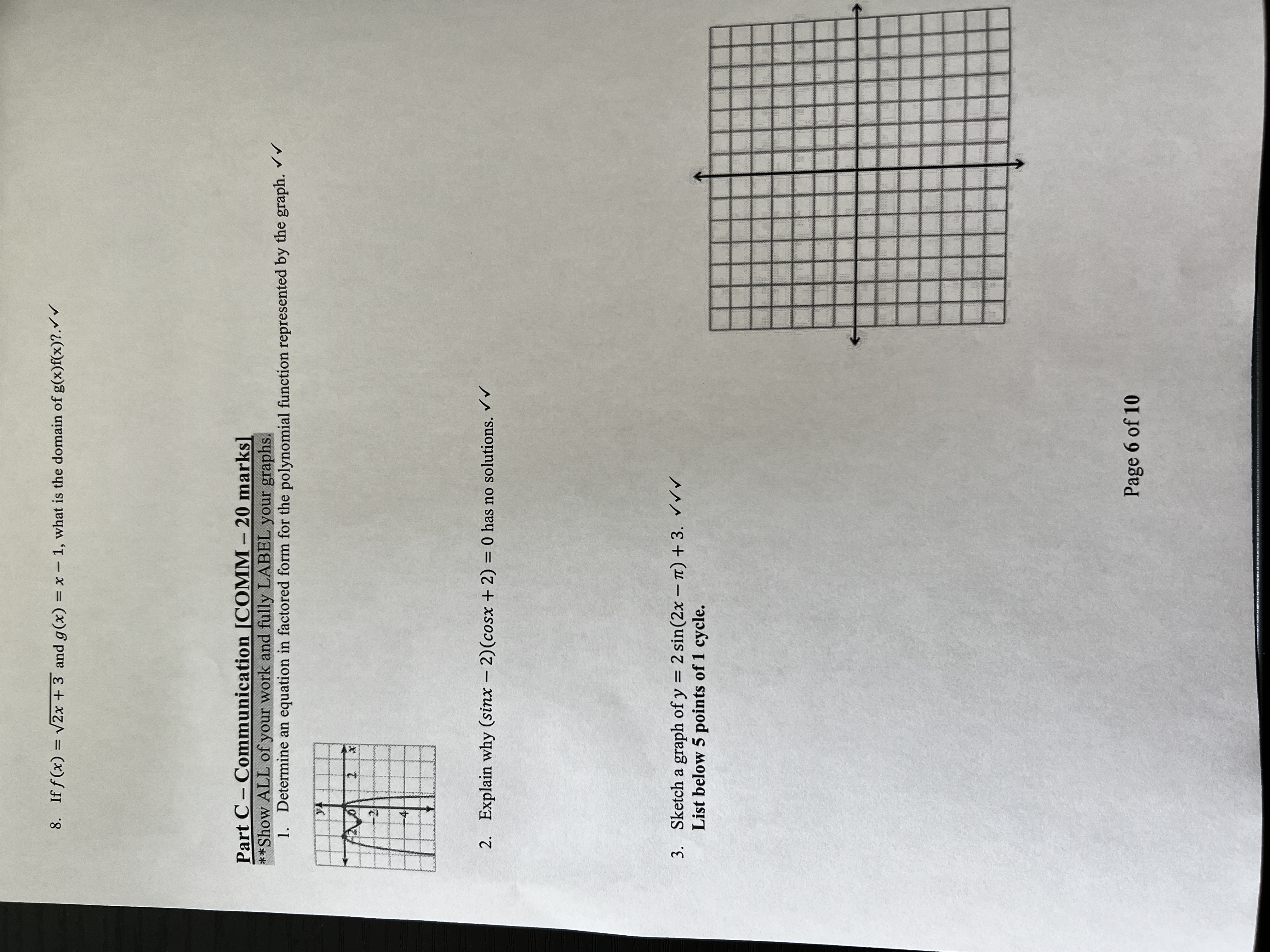 8. If f(x) = V2x + 3 and g(x) = x