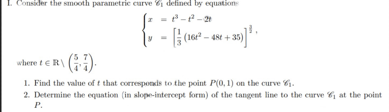 the smooth parametric curve $1 defined by equations = 13 - 12