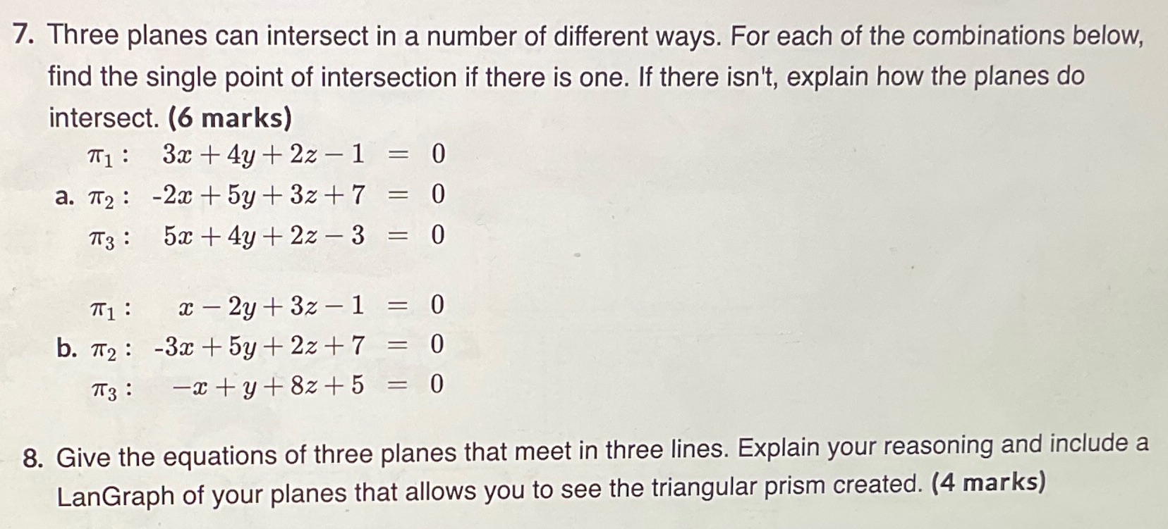 intersect in a number of different ways. For each of the combinations