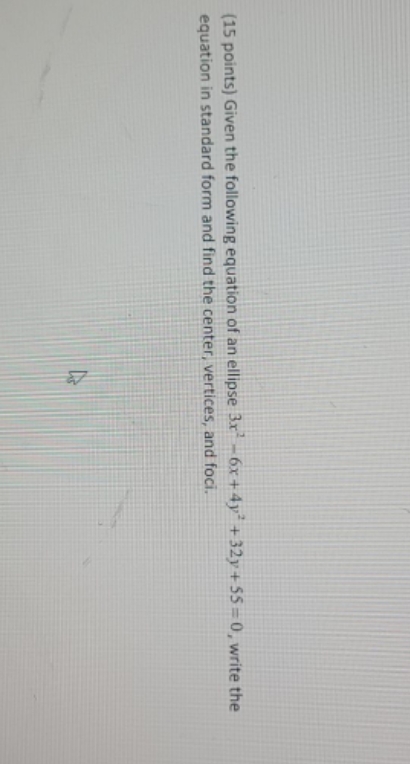  just this one please. (15 points) Given the following equation of