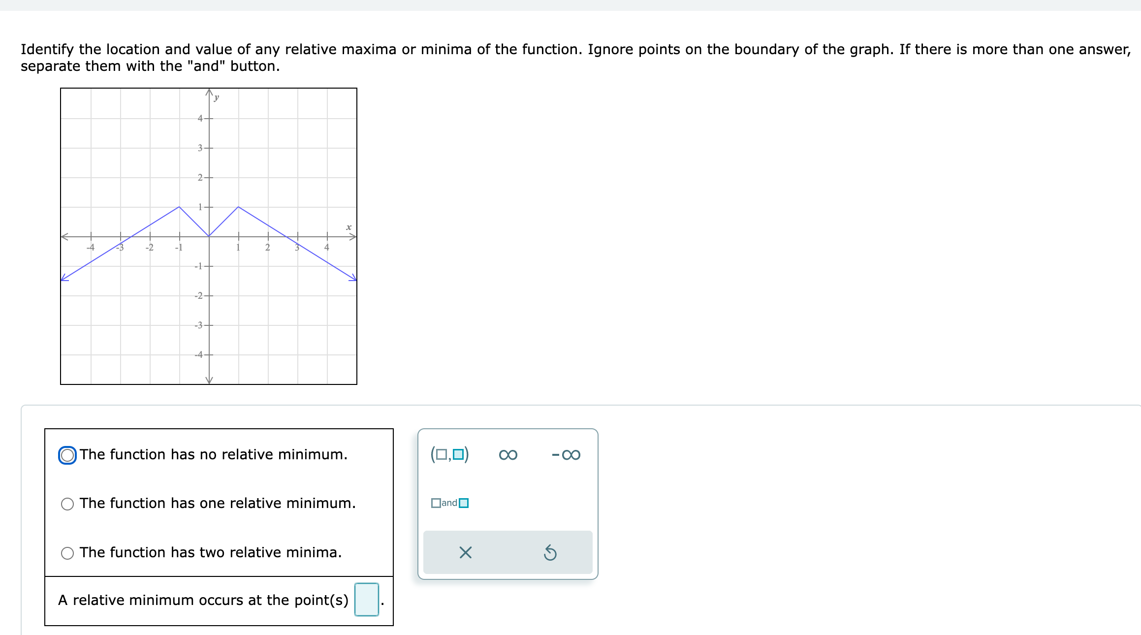 The function is never decreasing. O The function is sometimes decreasing. Decreasing
