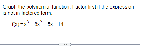  Graph the polynomial function. Factor rst if the expression is not