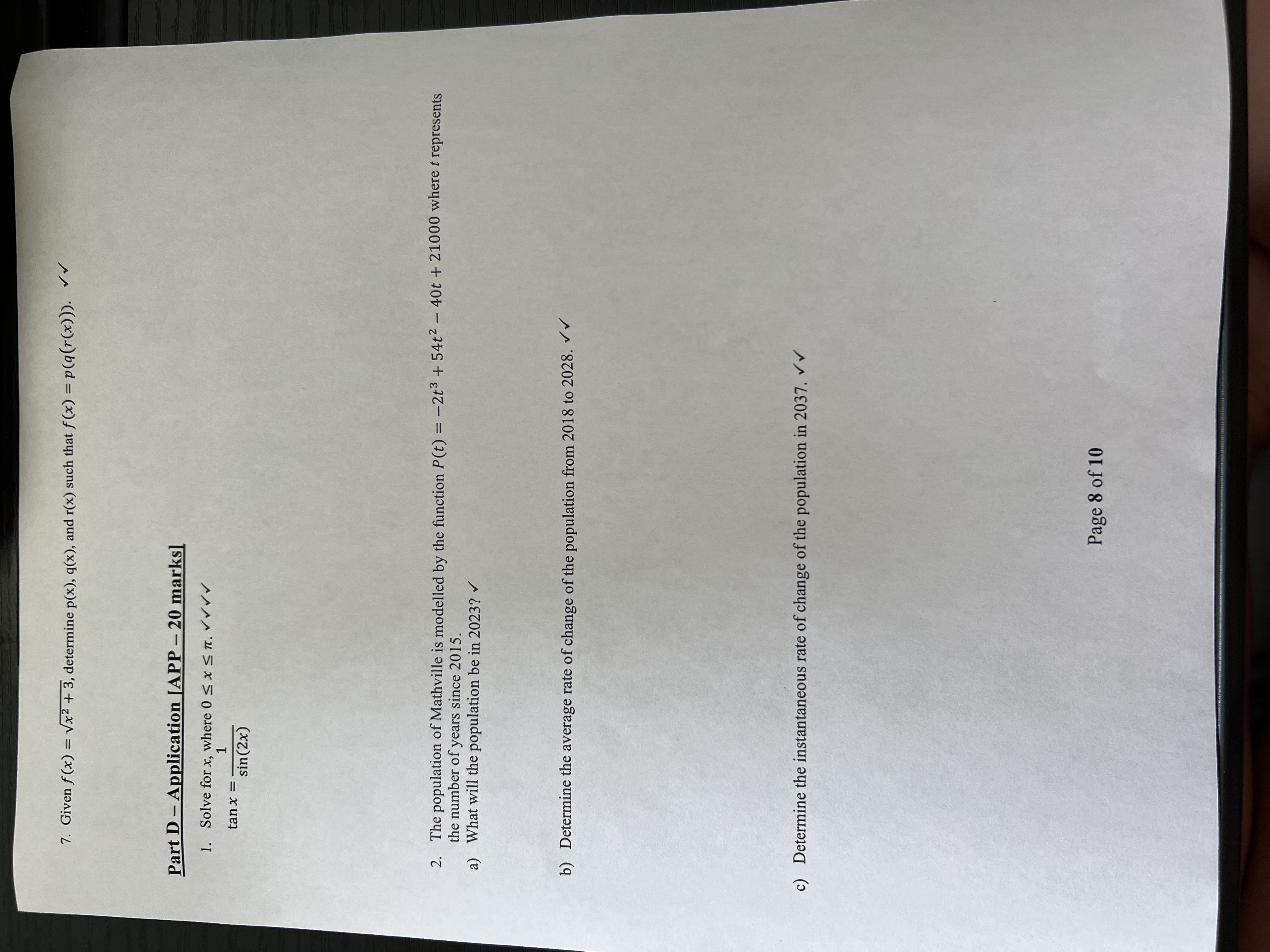  7. Given f(x) = Vx2 + 3, determine p(x), q(x), and