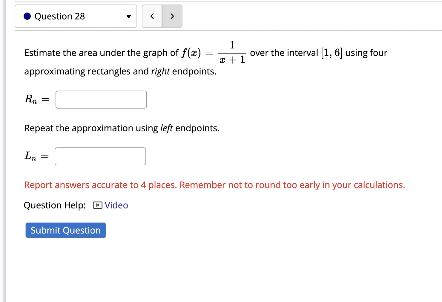  0 Question 28 v Estimate the area under the graph of