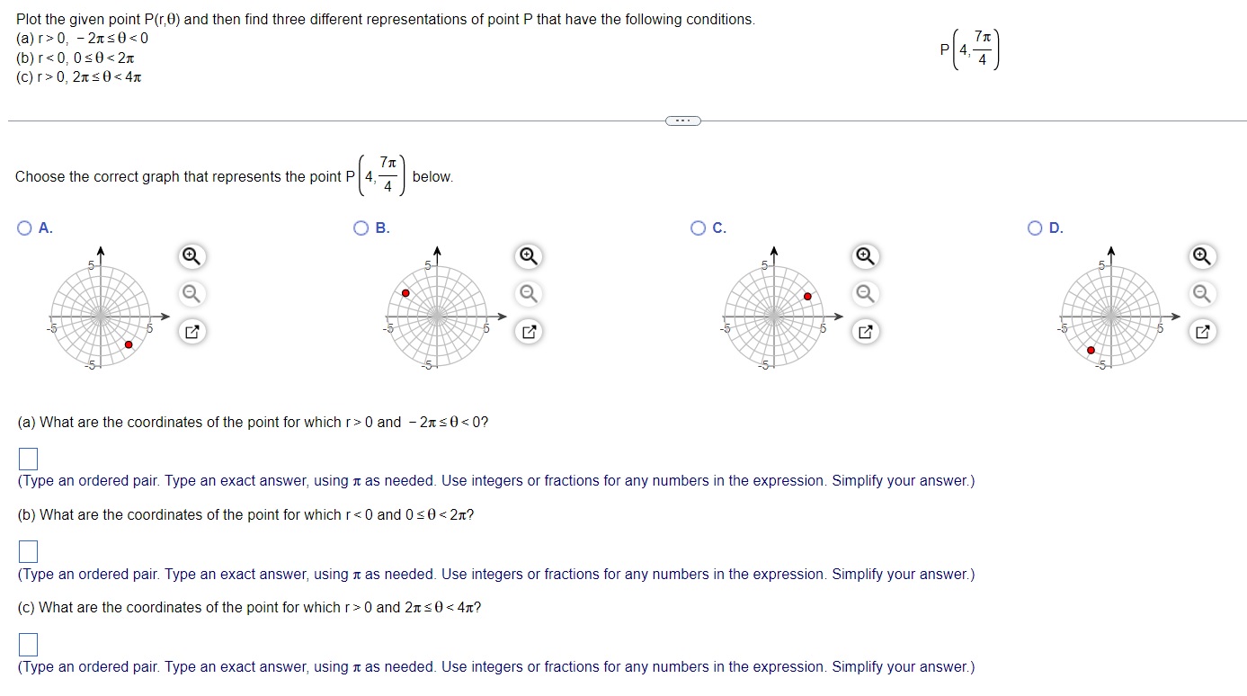 Plot the given point Pulls!) and then find three different representations