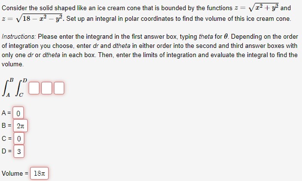  Consider the solid shaped like an ice cream cone that is