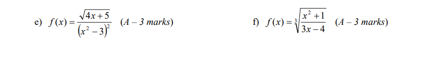 functions. Final answers should not contain negative or fraction exponents and should