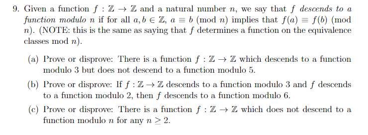  9. Given a function f : Z - Z and a