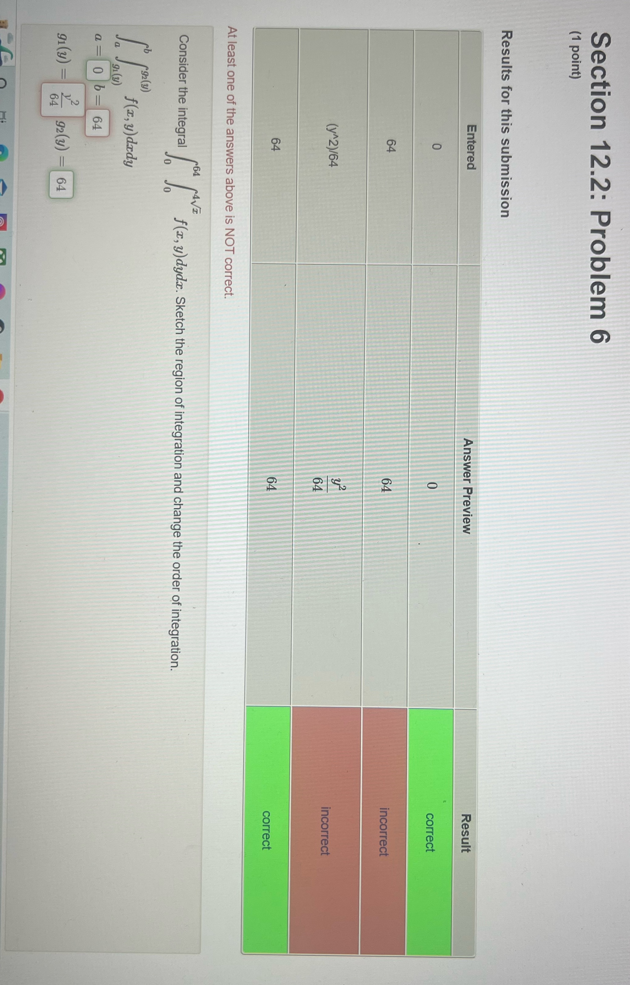 Please help me Section 12.2: Problem 6 (1 point) Results for this