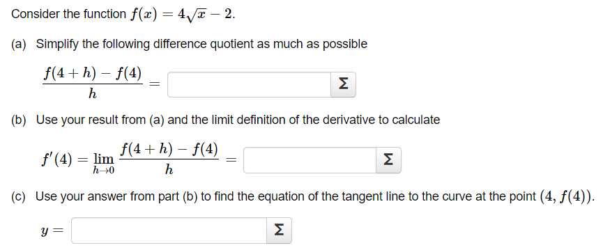 quotient as much as possible f(4 + h) - fl4) h =