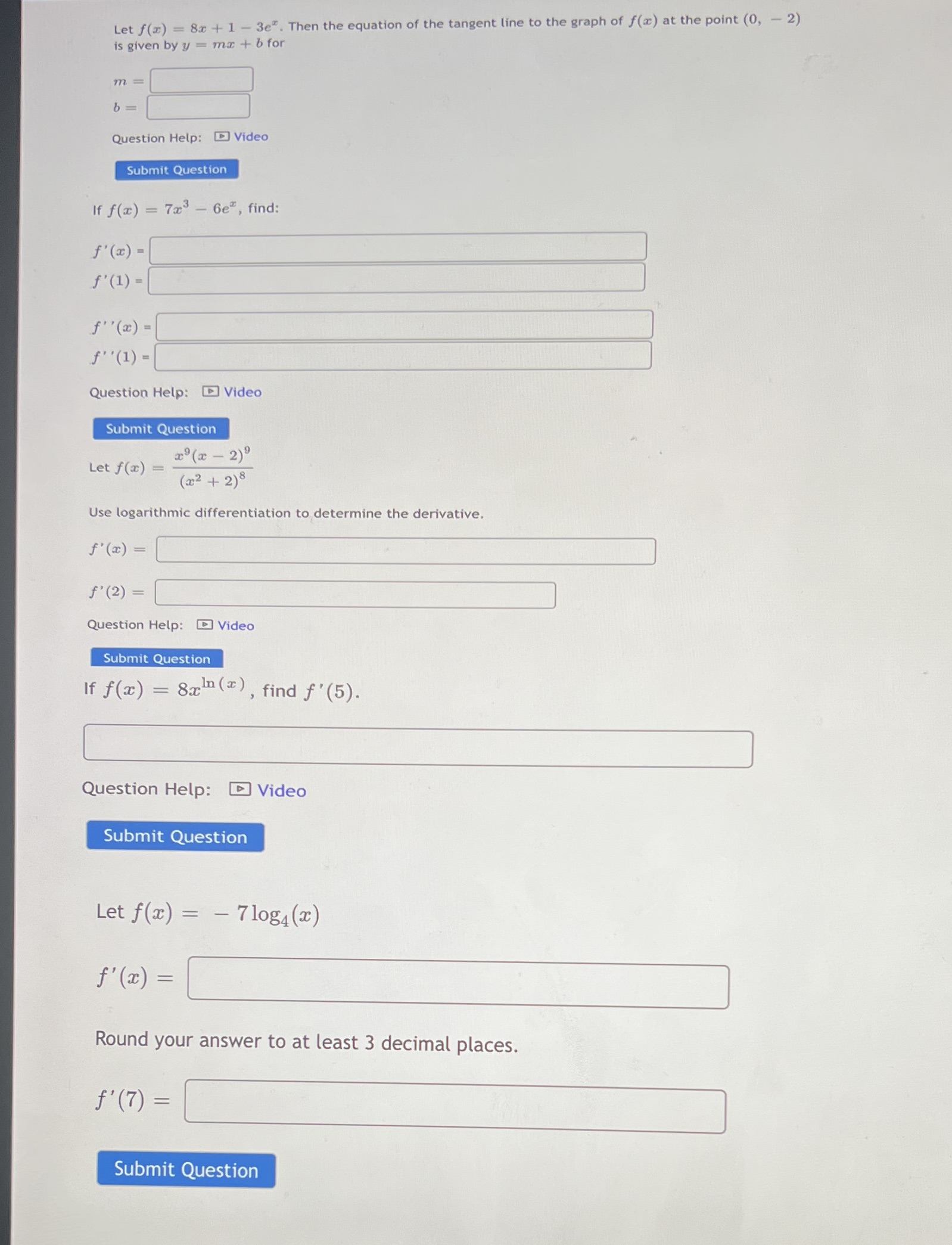 the equation of the tangent line to the graph of f(x) at