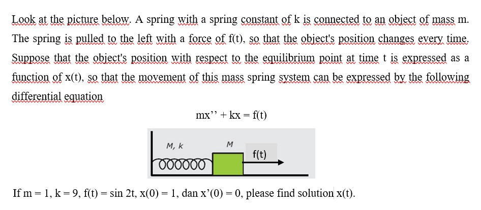 of k is connected to an object of mass m. The spring
