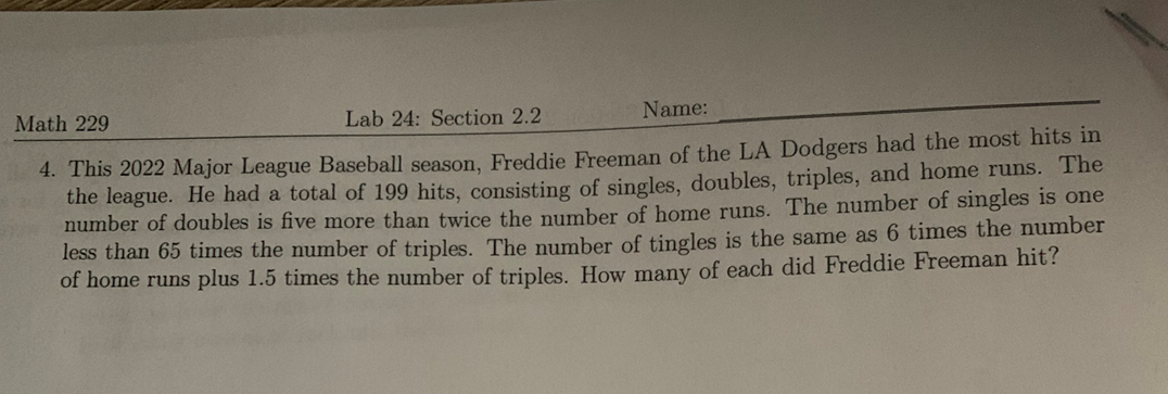 : AKA Matrix Notationth 229 Lab 24: Section 2.2 2. The Hiker
