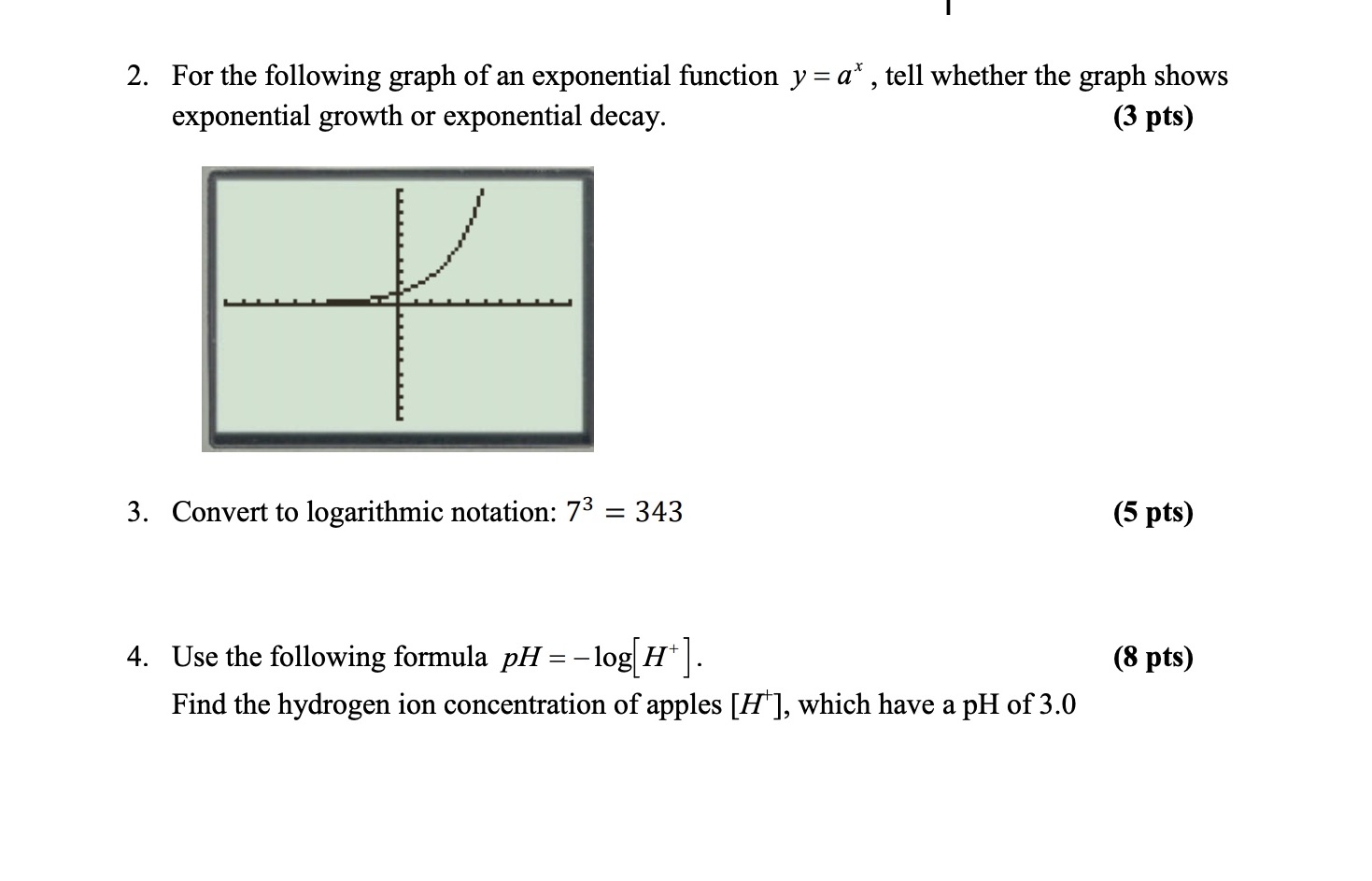 a\" , tell whether the graph shows exponential growth or exponential decay.