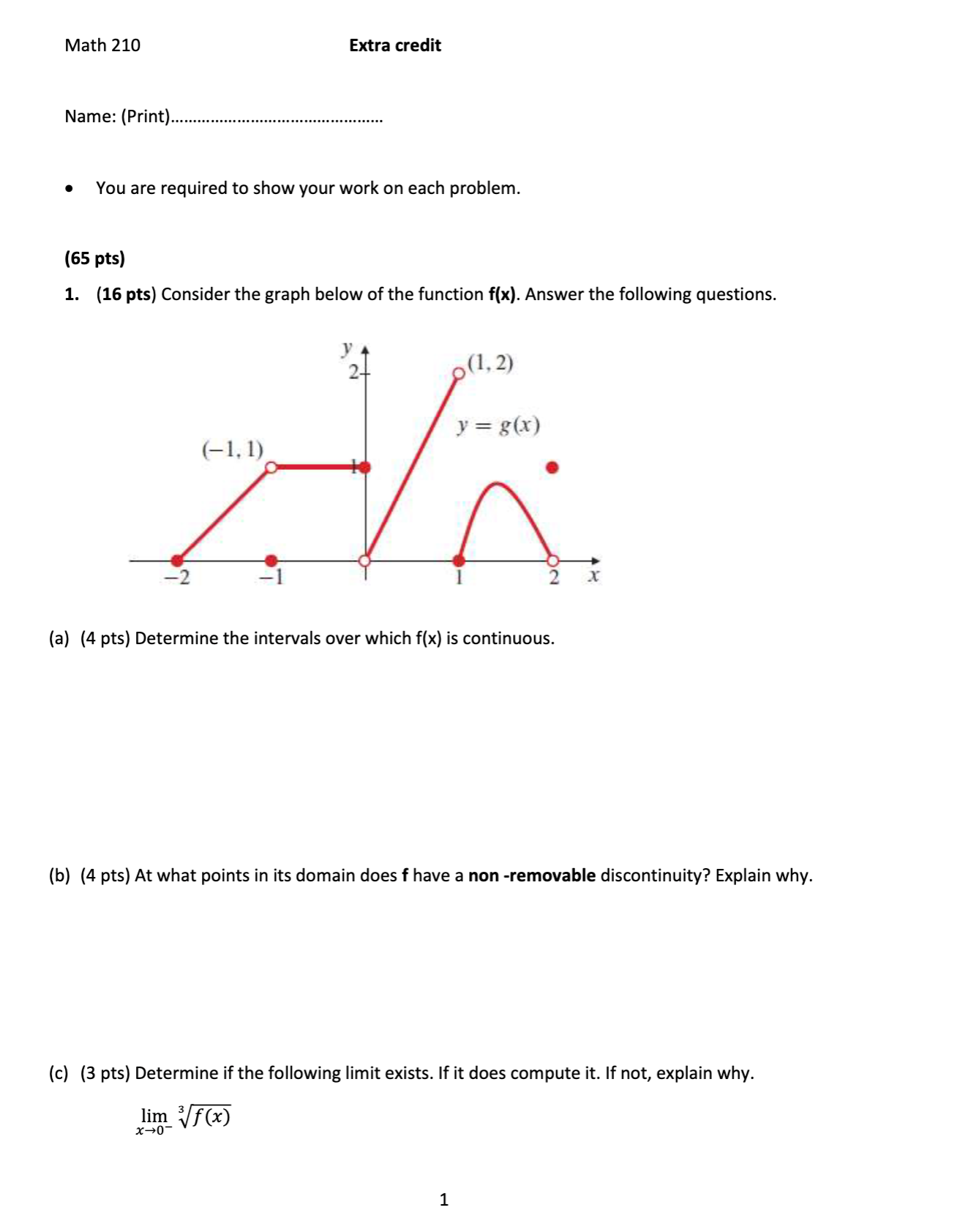 pts) At what points in its domain does f have a non