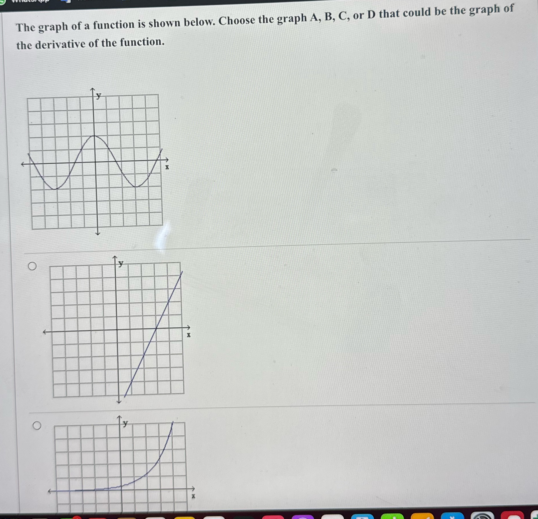 graph A, B, C, or D that could be the graph of