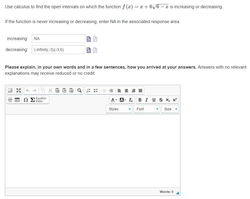 f (@) = x + 616 - is increasing or decreasing. If