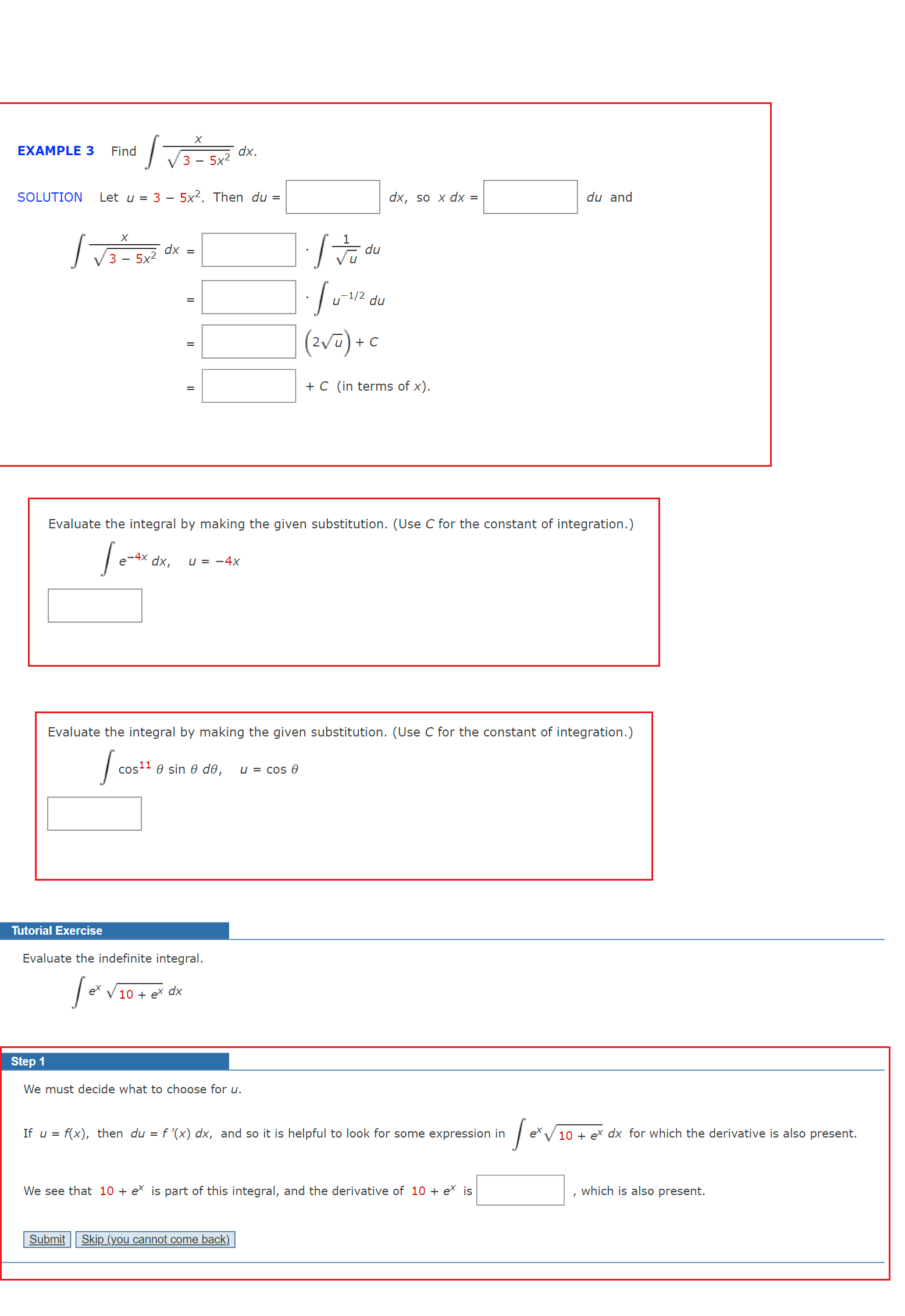 3 - 5x2. Then du = dx, so x dx = du