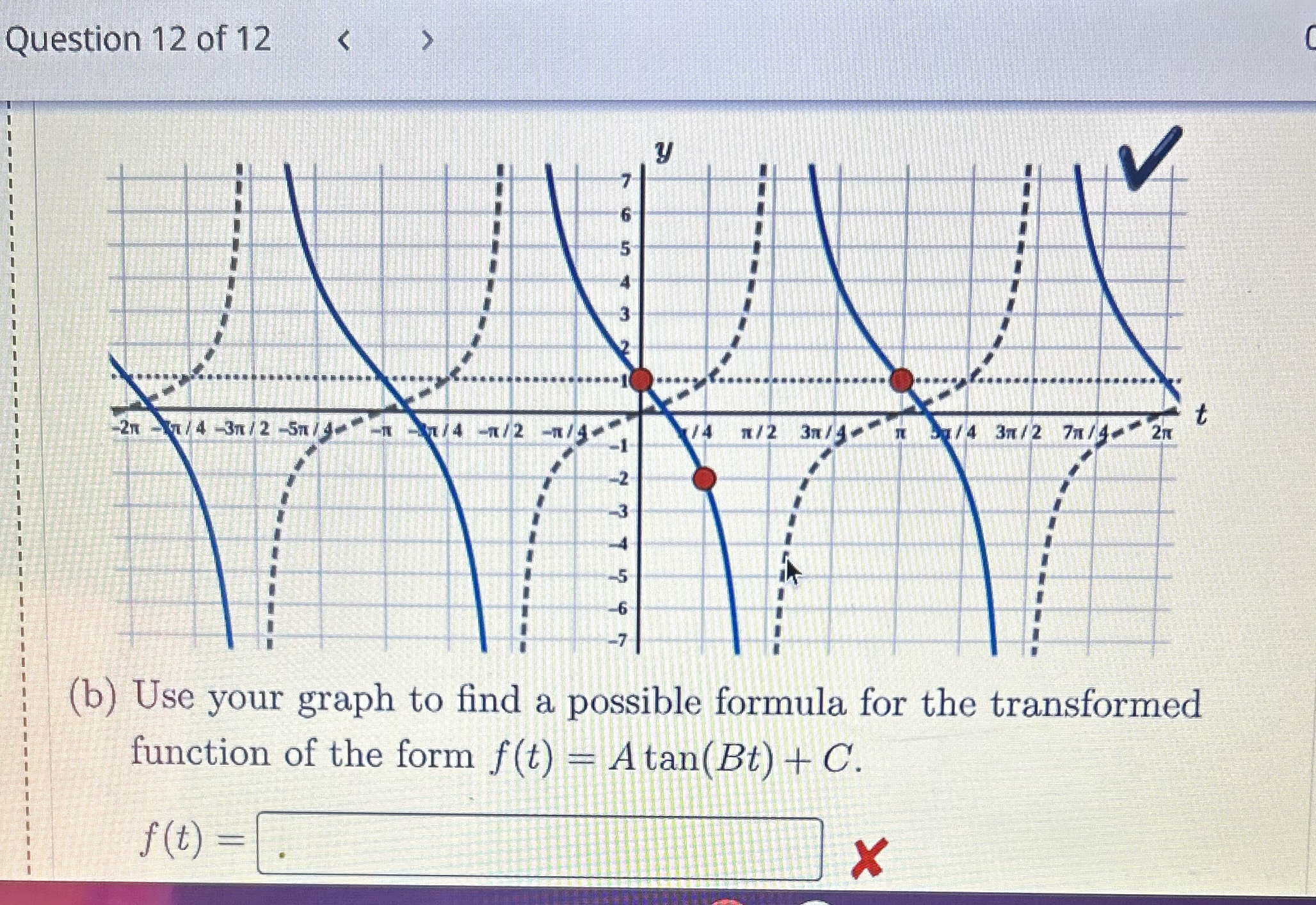  Use this graph to find a formula in the form A