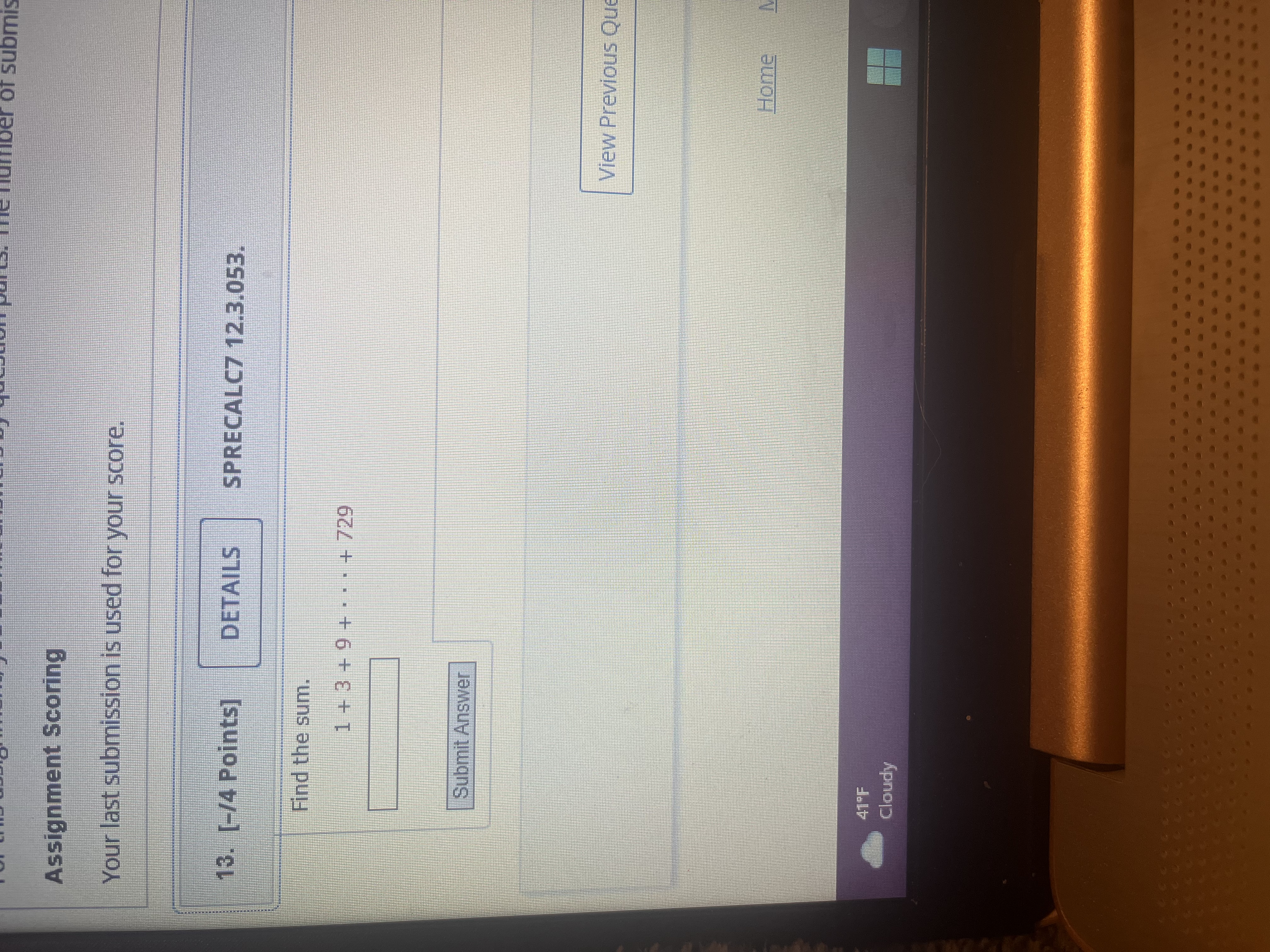 The number of subm Assignment Scoring Your last submission is used for