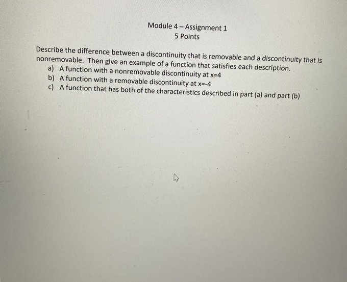 a discontinuity that is removable and a discontinuity that is nonremovable. Then