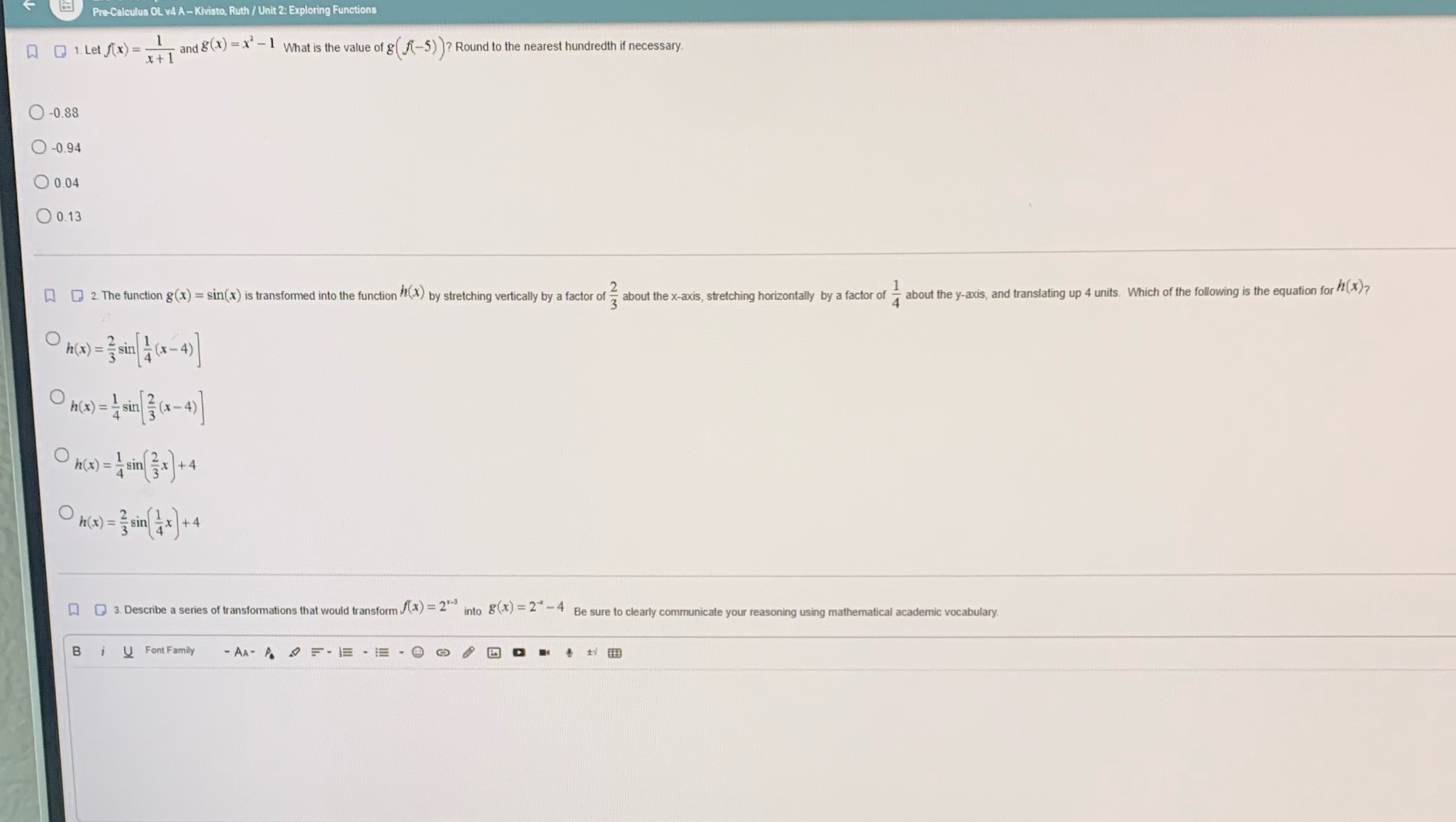 Q Q 1. Let J(x) = 1 T and 8(x) = x"