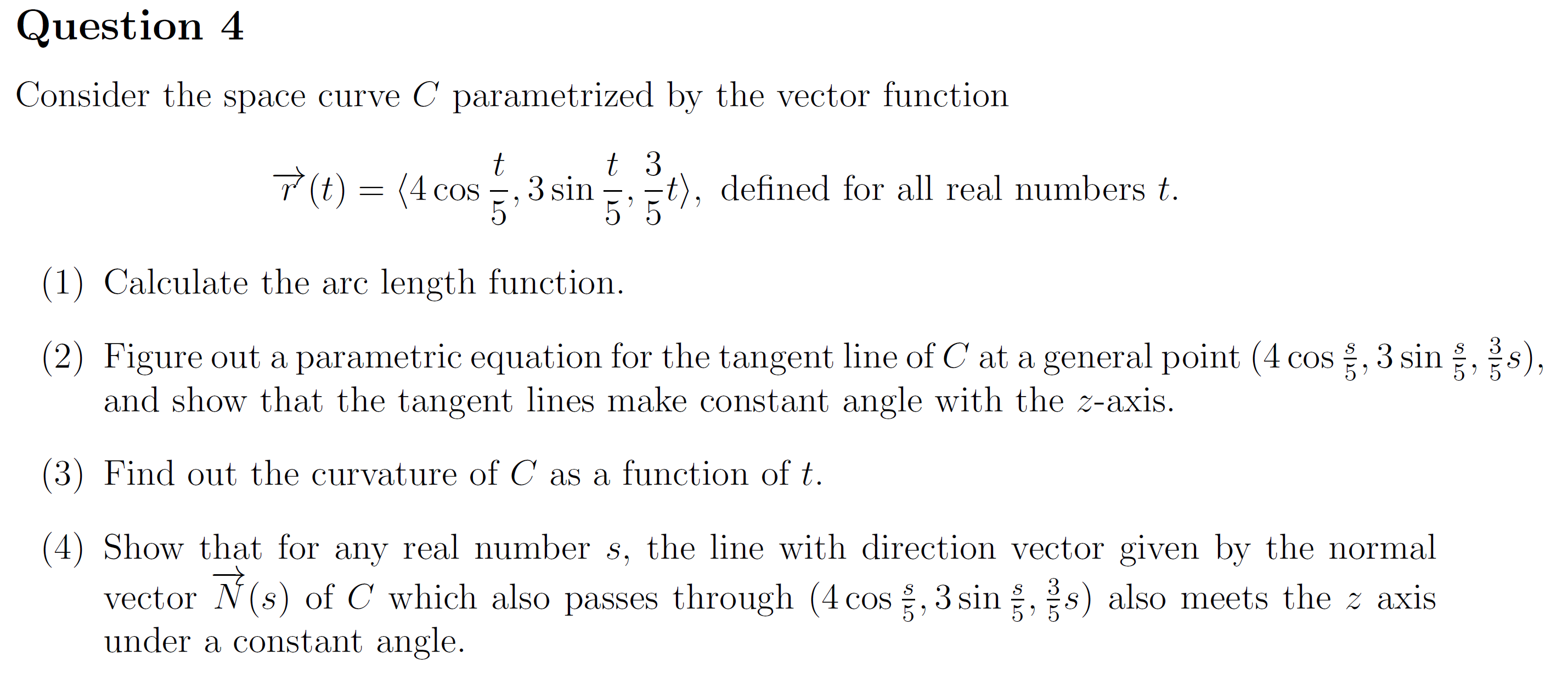 function If t 3 7(75) : (4 cos B, 3sin g, 575),