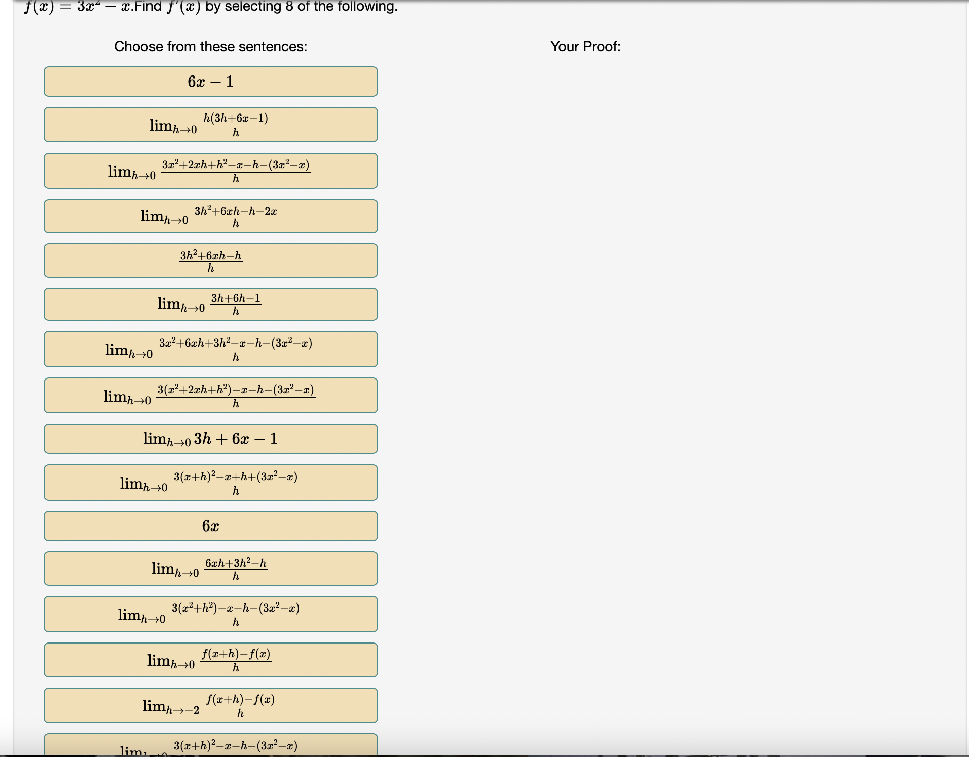  J (2 ) = 3x - x.Find f'(x ) by selecting
