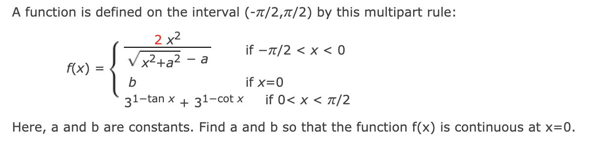  A function is defined on the interval (-7/2,7/2) by this multipart