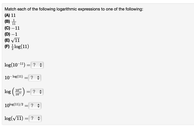 (A) log10 (2) + 10g10 200000 5 (B) log, 15 + log,