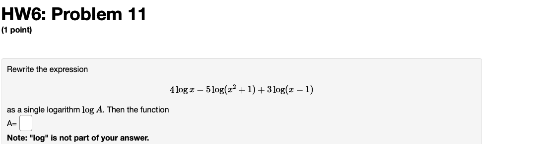 = log help (formulas)Match each of the following logarithmic expressions to one