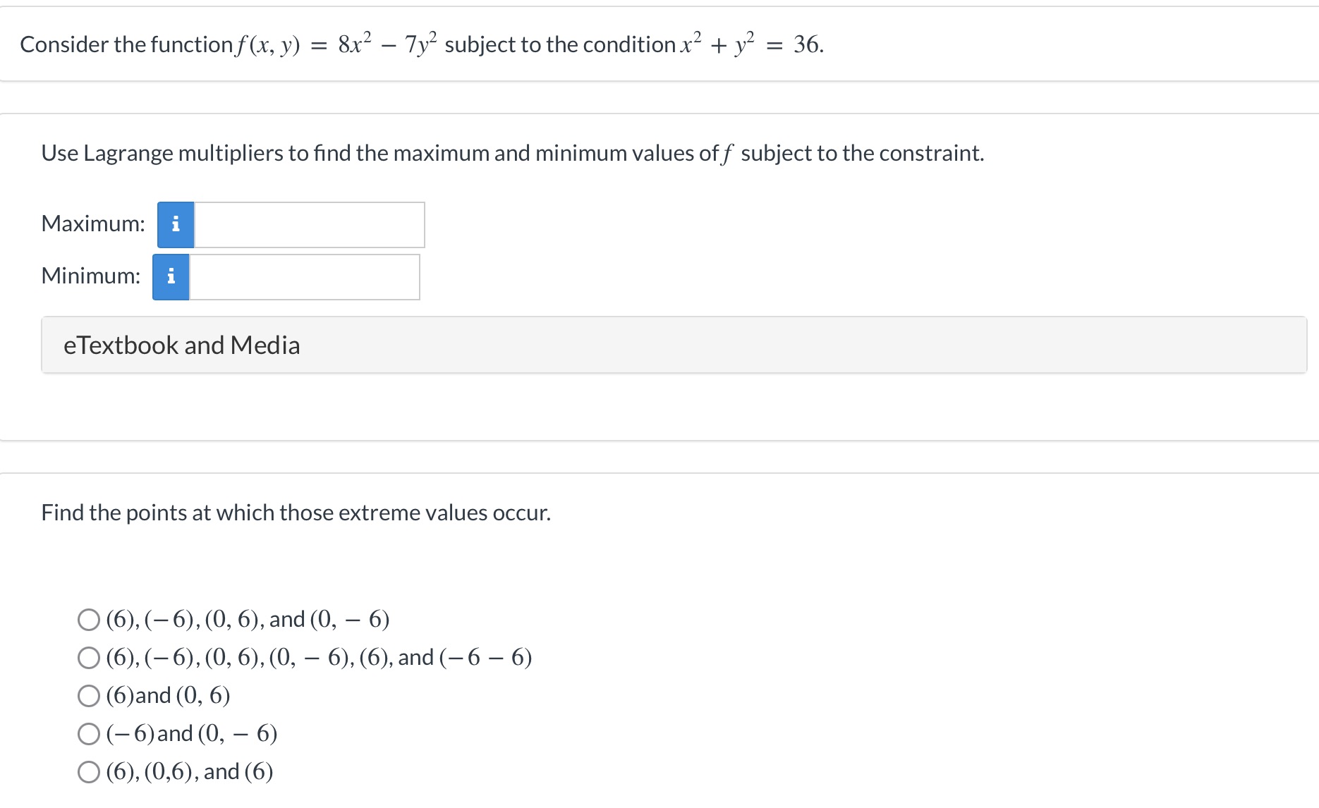 to the condition x2 + y = 36. Use Lagrange multipliers to