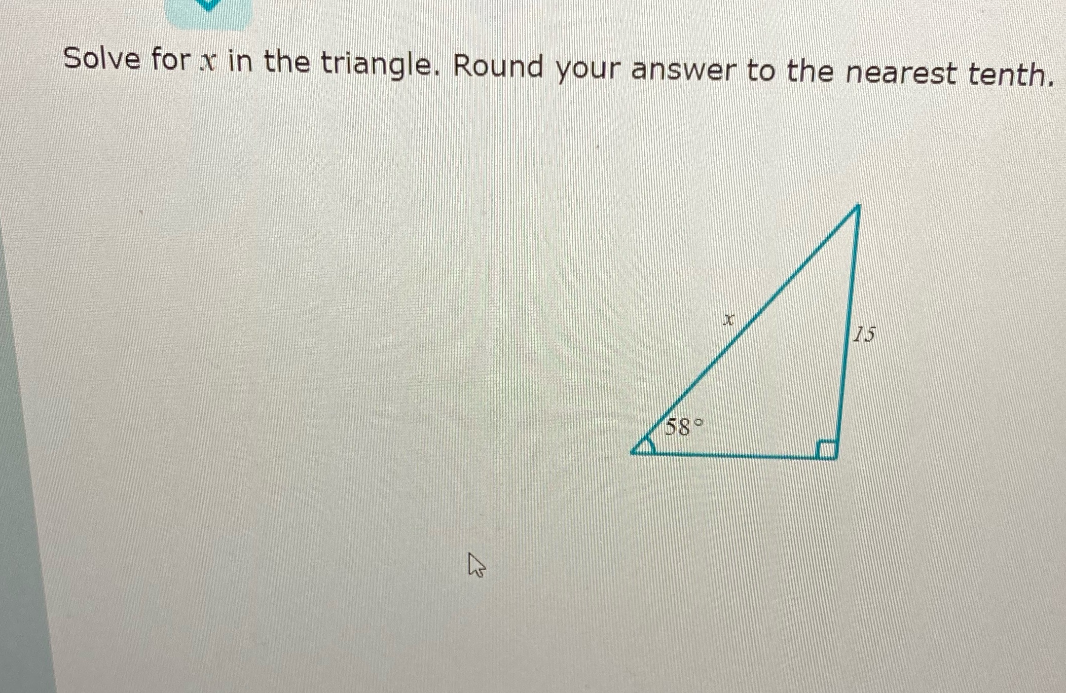 Solve forx in the to the nearest tenth. 15