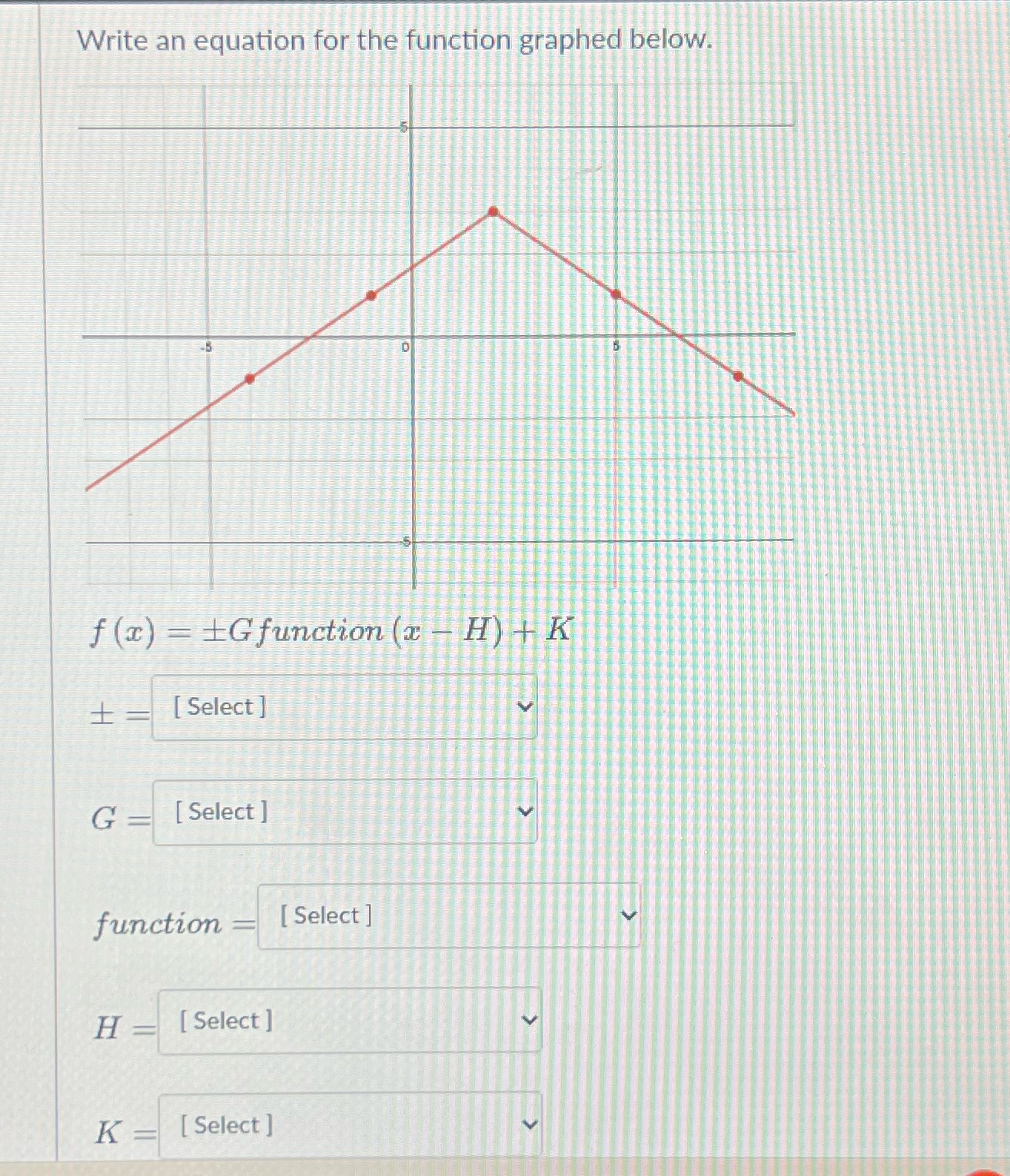 +Gfunction (x -H) | K 1 = [ Select ] [ Select