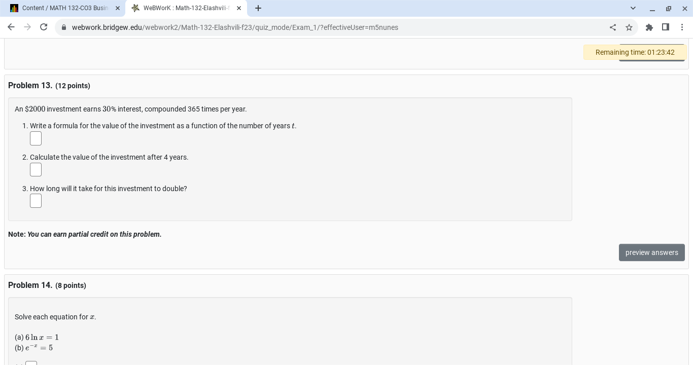  Content / MATH 132-CO3 Busin x WeBWork : Math-132-Elashvili-f x +