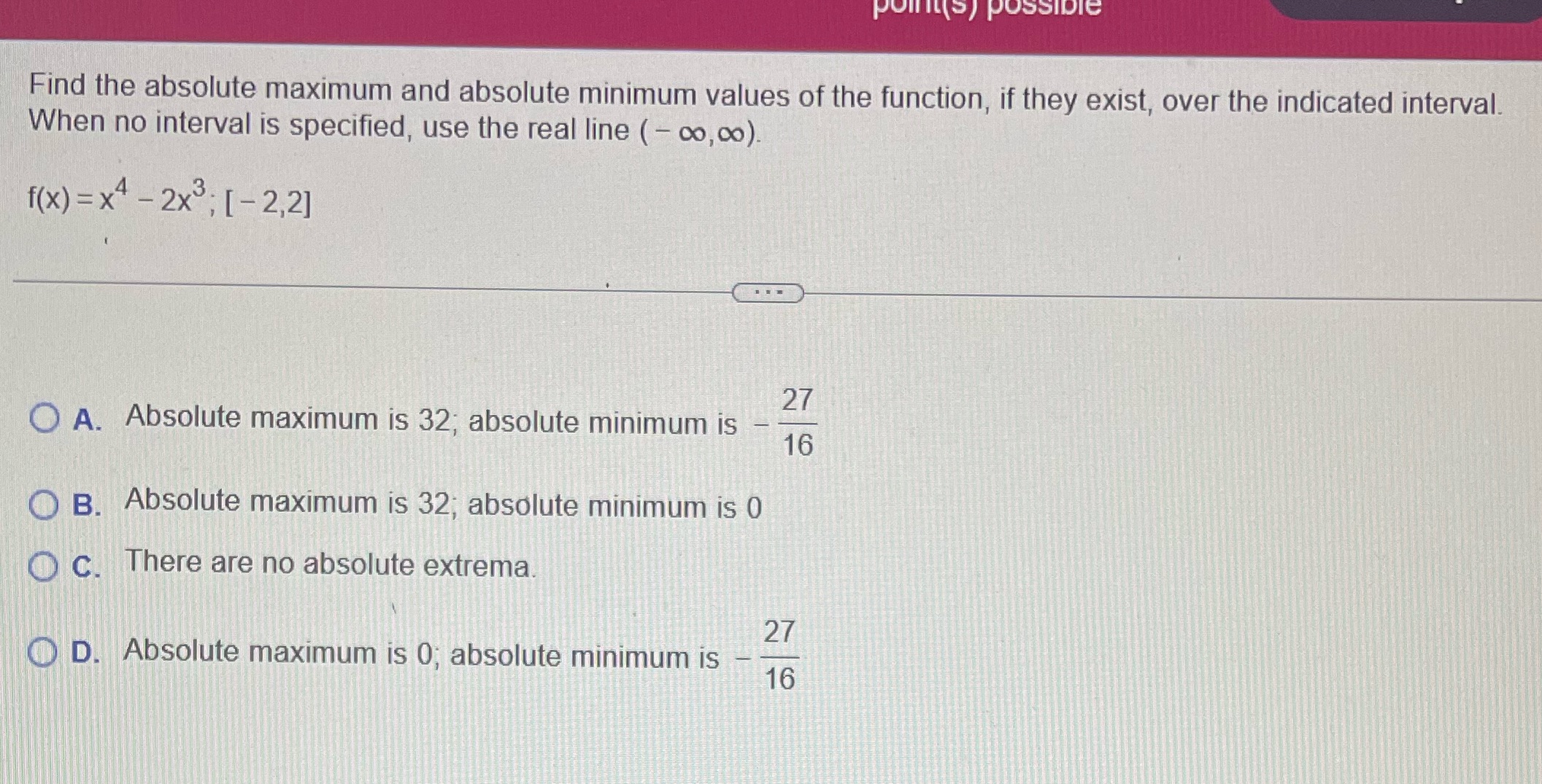  Find the absolute maximum and absolute minimum values of the function,