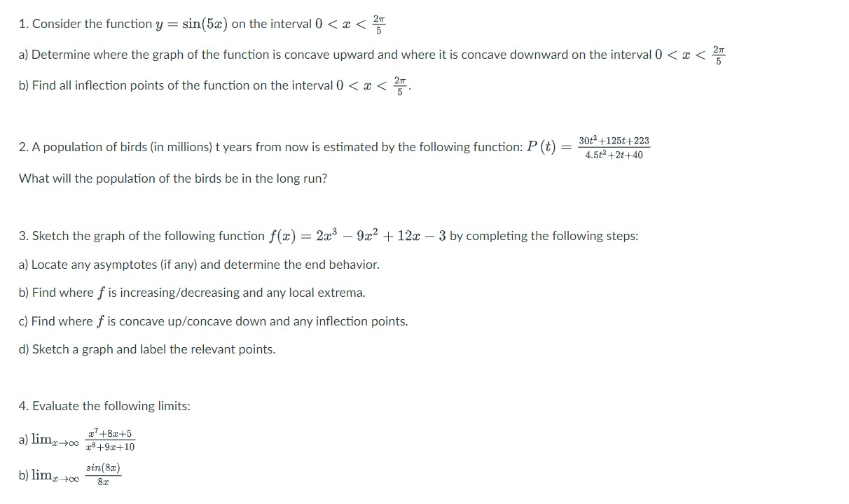 1. Consider the function y sin(5c) on the interval O < <