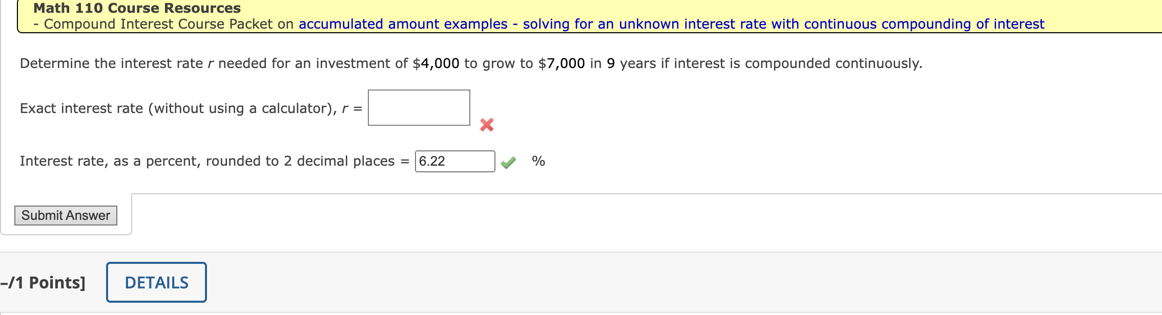  Math 110 Course Resources - Compound Interest Course Packet on accumulated
