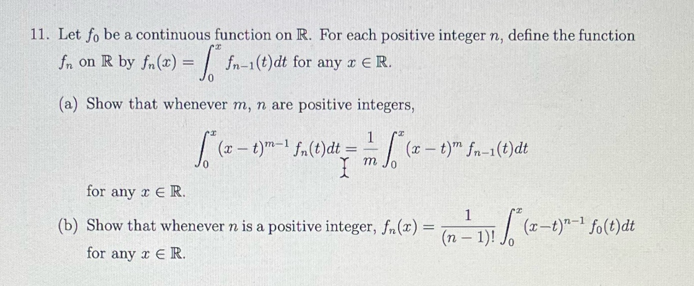  11. Let fo be a continuous function on R. For each