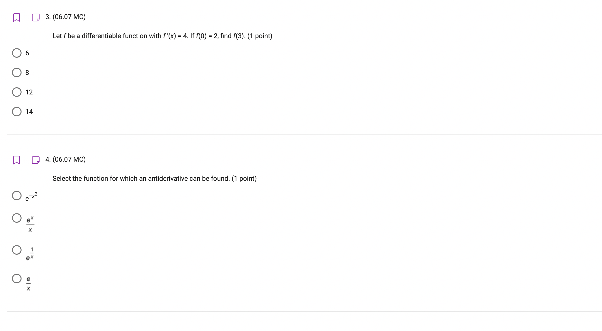 fx /xdx? (1 point) O VIW +C O x3 + C O