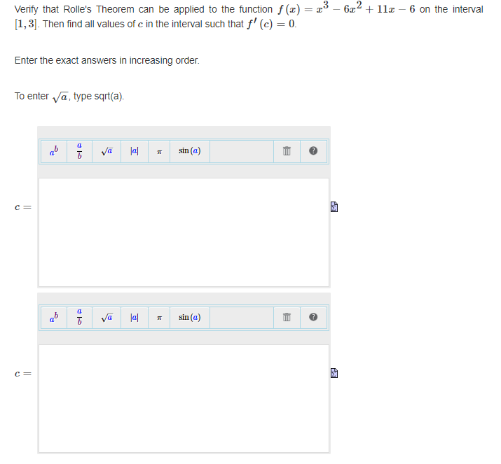  Verify that Rolle's Theorem can be applied to the function f