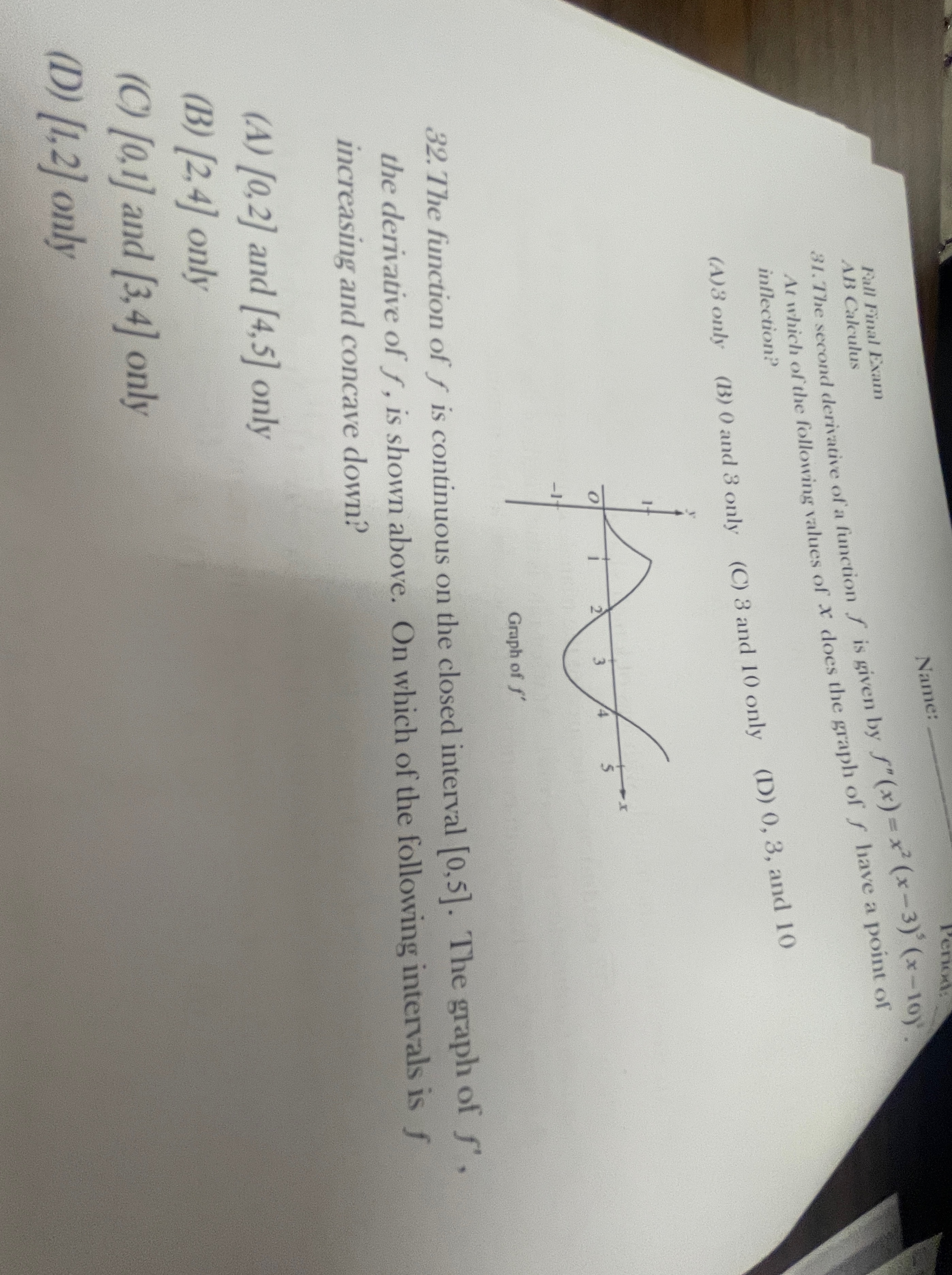 Calculus 81. The second derivative of a function f is given by