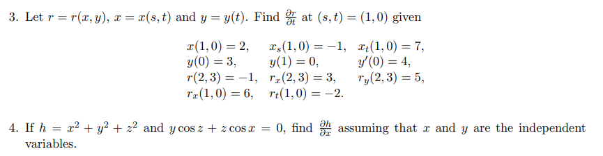 3. Let r = r(x, y), x = x(s, t) and