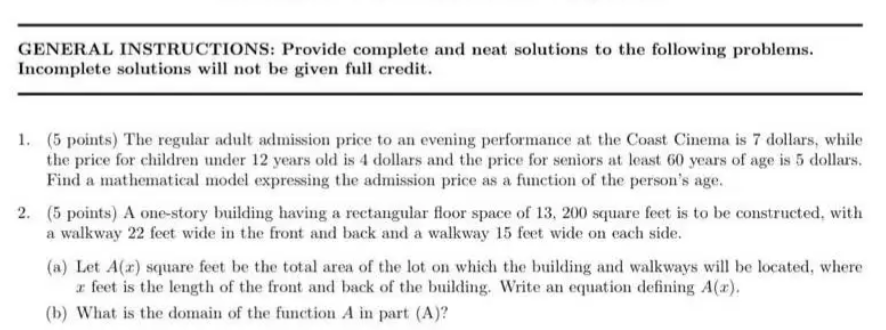 the following problems. Incomplete solutions will not be given full credit. 1.