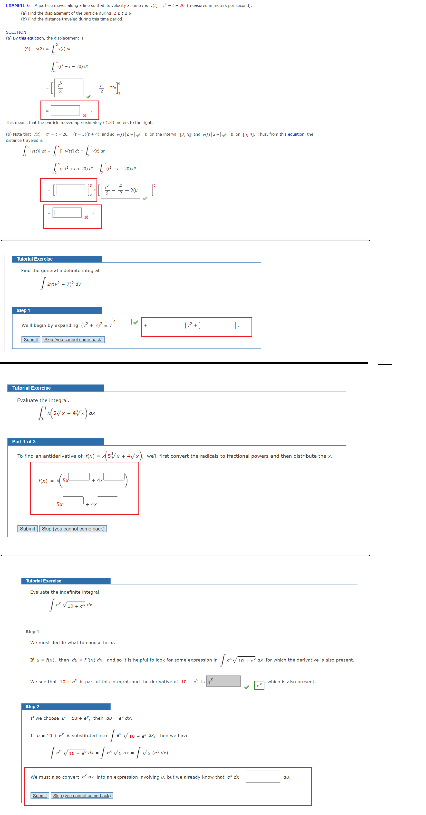 EXAMPLE 6 A particle moves along a line so that its