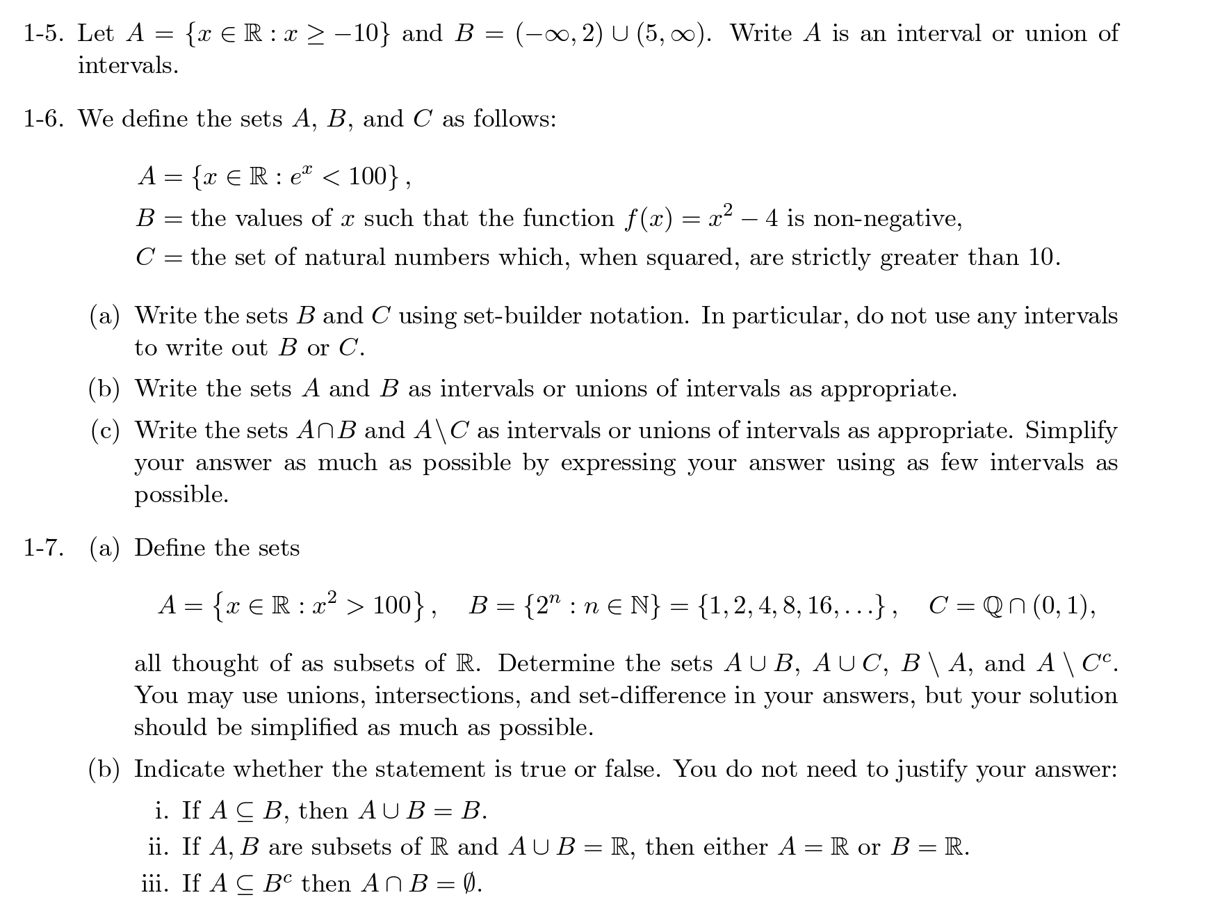 and B = (00, 2) U (5,00). Write A is an interval