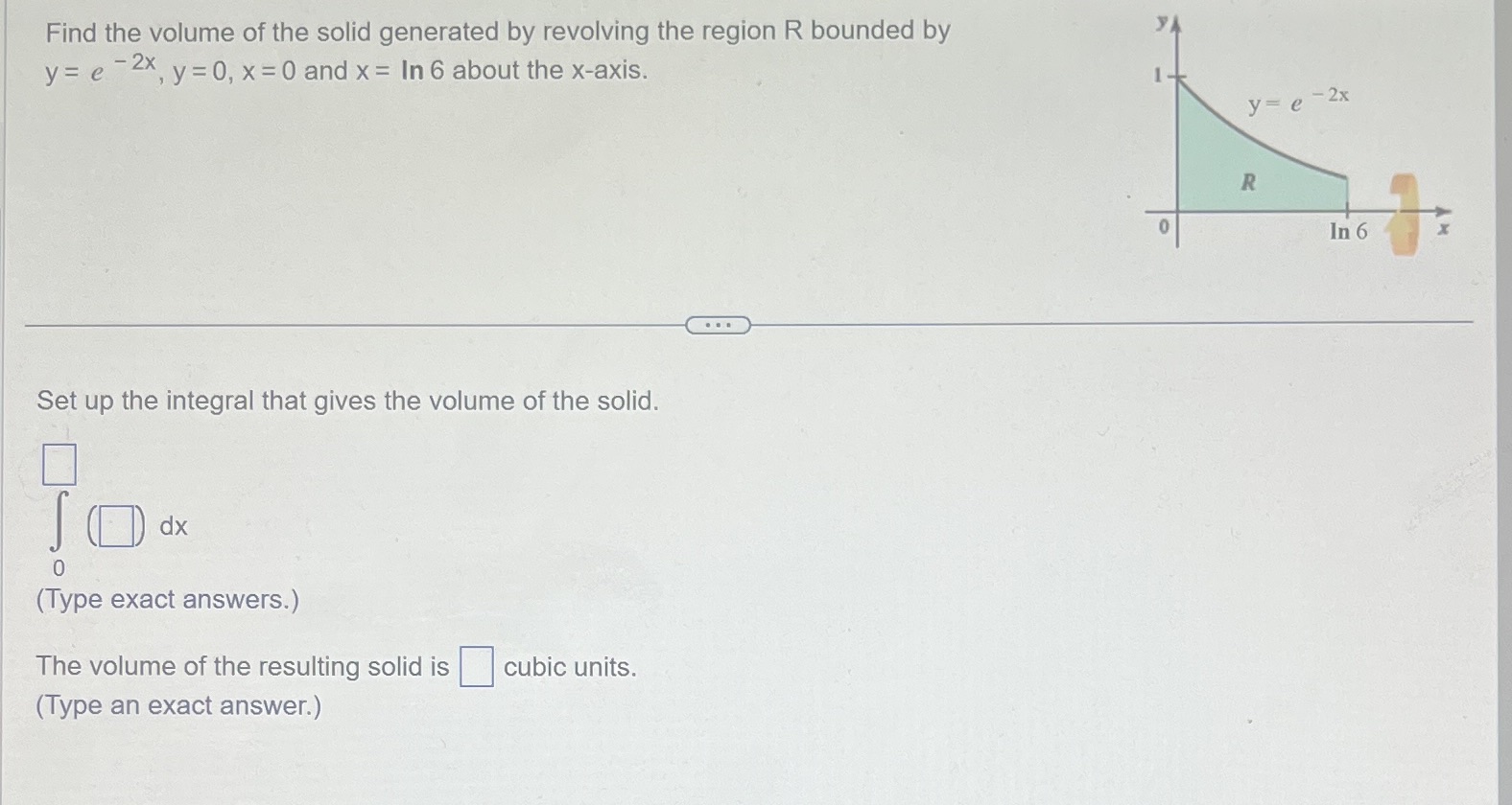  I need help with this please.Thank you Find the volume of