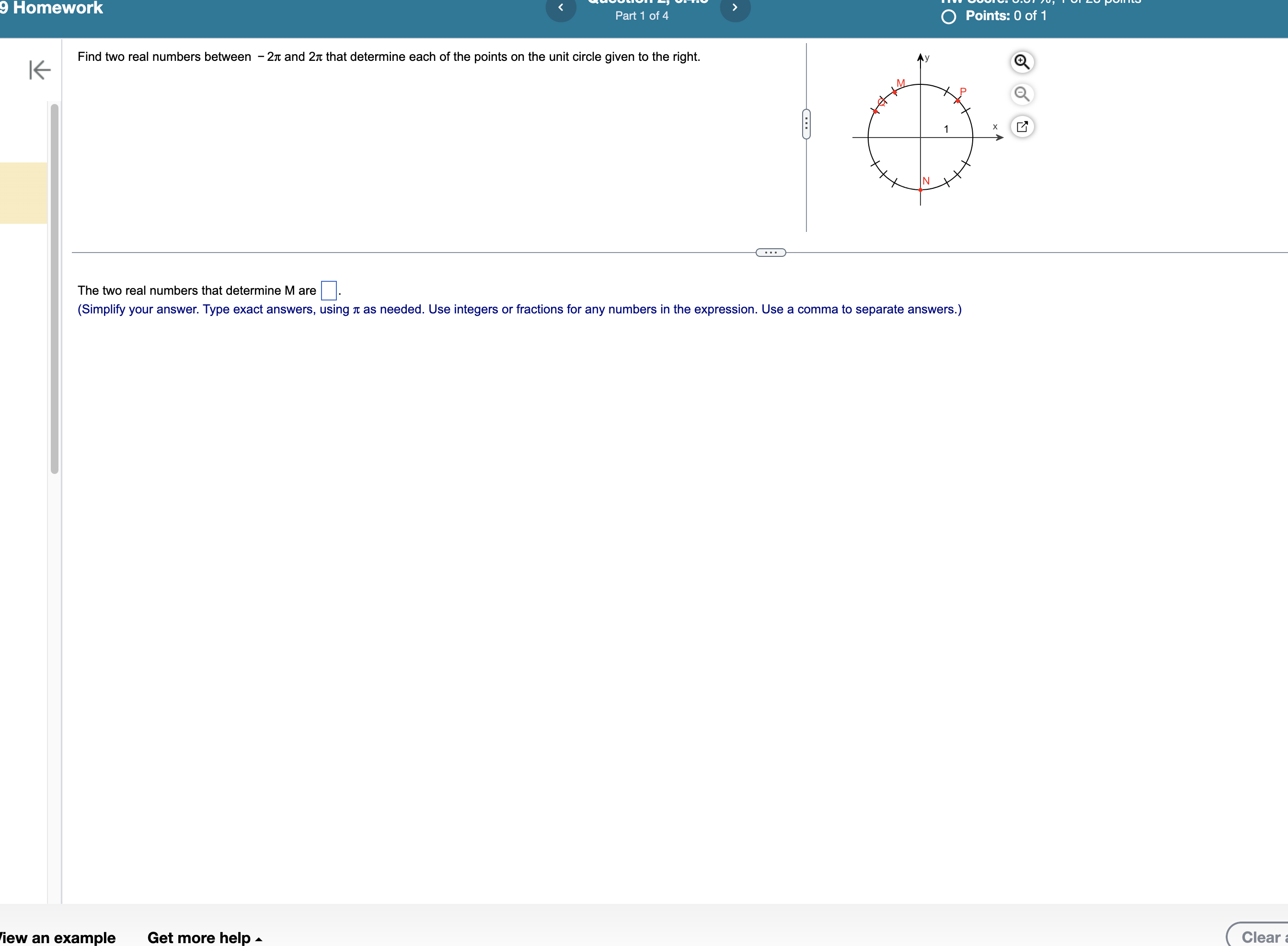 determine each of the points on the unit circle given to the
