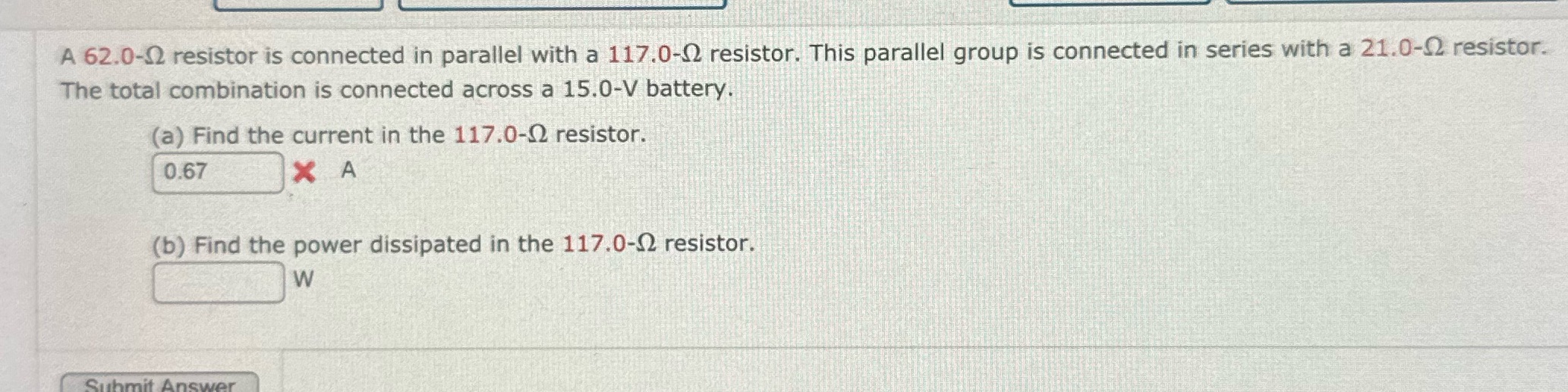  Please help A 62.0-2 resistor is connected in parallel with a