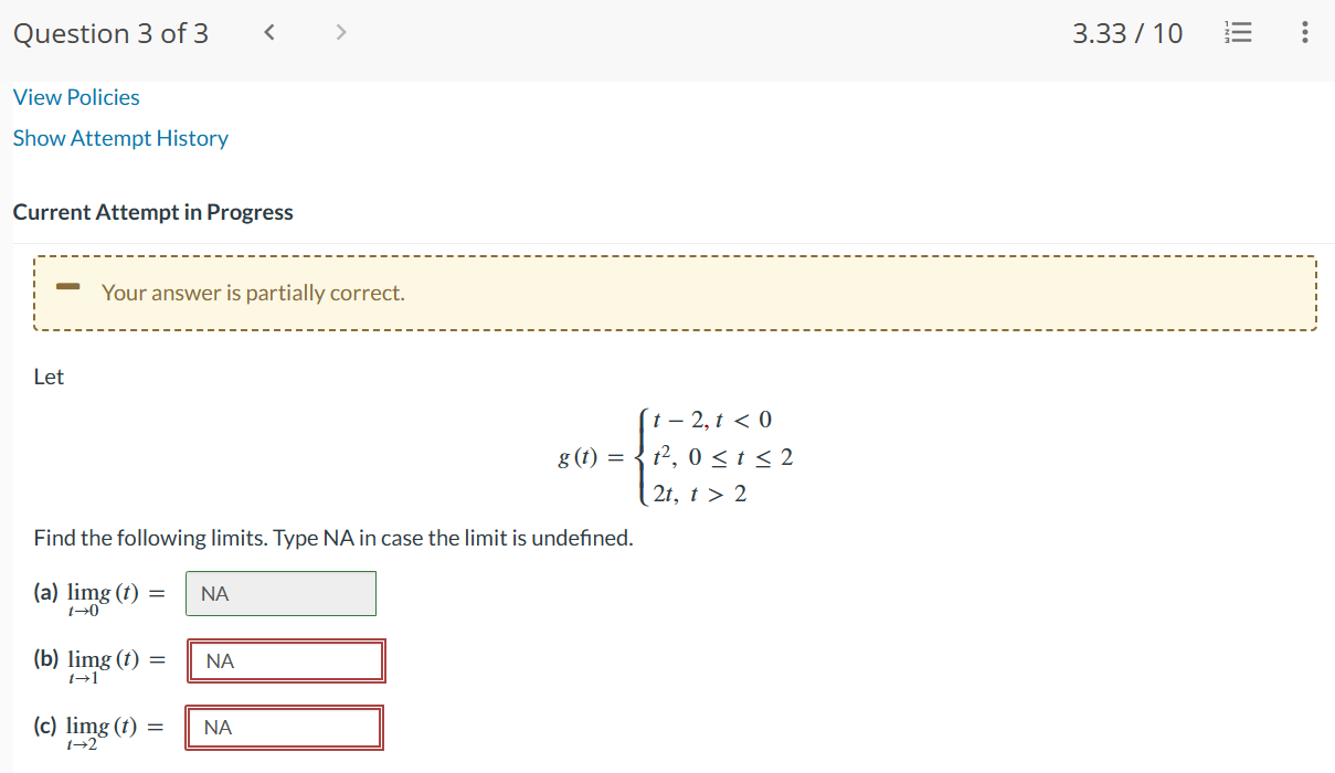 View Policies Current Attempt in Progress 16 Find dy 3+ 22 when